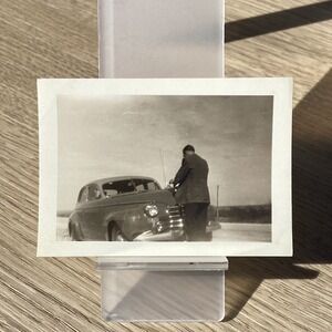 Vintage 1940s Sedan‎ Classic Automobile Black and White Photograph Ephemera